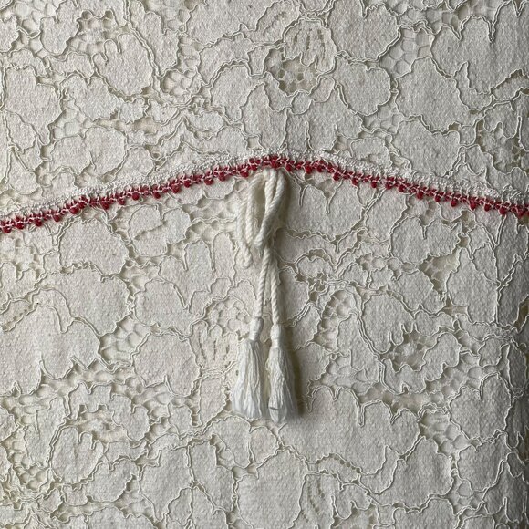 Pili Carrera Kid's White Red Lace Floral Short Sleeve Mini Dress Size 12 - Picture 6 of 7